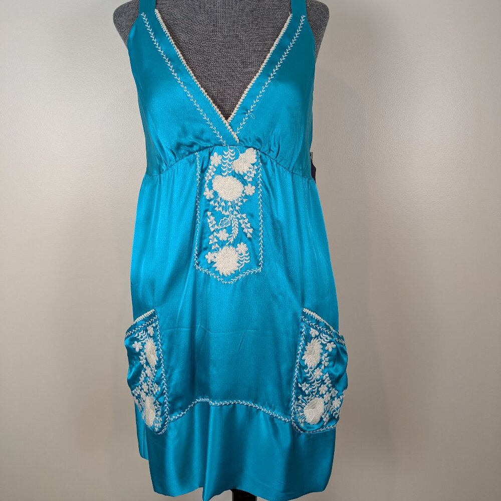 Vintage Designer Hale Bob 100% Silk Gypsy Boho Top Tunic Shirt Blouse Size M NW